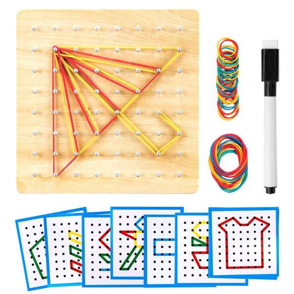 HEELWIRE Wooden Geoboard,Montessori Toy,Graphical Mathematical Education Toy for Kids with