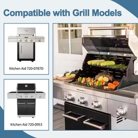 Adviace Grill Replacement Parts for Kitchenaid 720-0953 720-0787D 3 Burner Gas Grill, Grill Grates Heat Plates Grill Burner Kit for Kitchen Aid 720-0787D Home Depot, Kitchenaid 720-0953 Grill