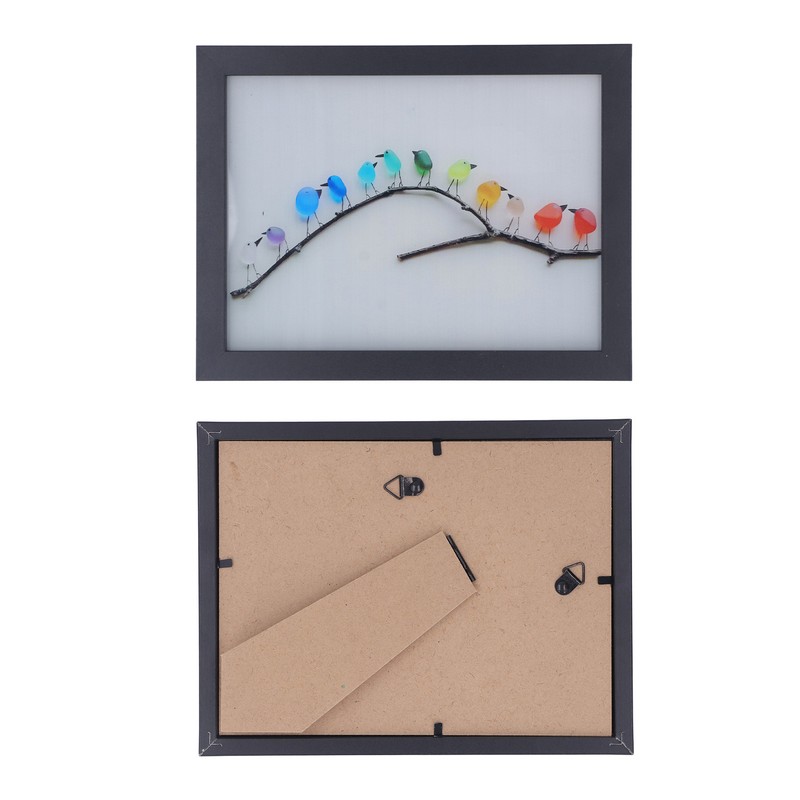 Sea Glass Birds Photo Frame 12 Birds Unique Wooden Frame