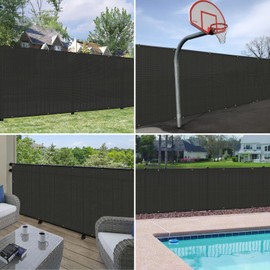 Windscreen4less Privacy Fence Screen Heavy Duty Windscreen Fencing Mesh Fabric Shade Net Cover with Brass Grommtes for Outdoor Wall Garden Yard Pool Deck, 5'x25' Black