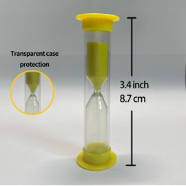 Sand Timer 3 Colorful Small Hourglass for Kids Acrylic Covered Sandglass Clock 1Min / 2Min / 3 Min for Children Toothbrush Classroom Office (3 Pack-1/2/3 Min)