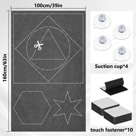 SATINIOR No Drill Cordless Filtering Window Shade, Semi Transparent Temporary Shade for Filtering Glare, 39" W x 63" L Cuttable Window Cover with Suckers Hook and Loop Fastener for Living Bedroom