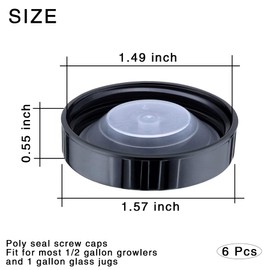 Hufopik 6 Pack 38mm Growler Caps, Beer Bottle caps Compatible with 1/2 Gallon and 1 Gallon Glass Gallon Jugs Replacement, Black