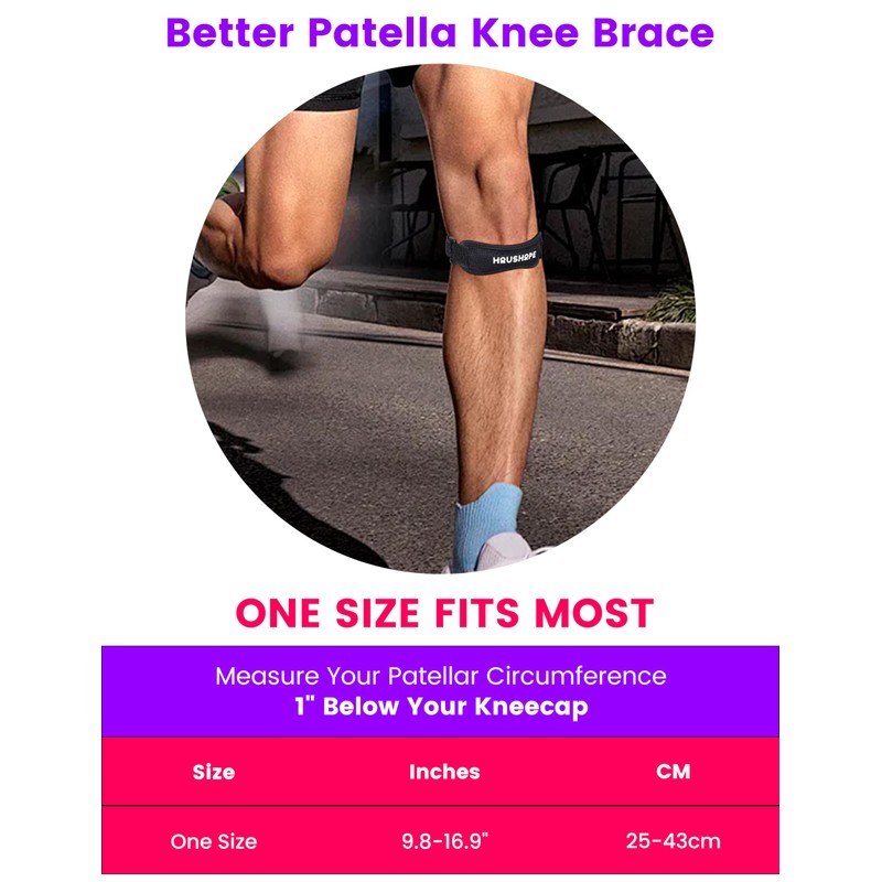 HOUSHOPE Patella Tendon Knee Strap 2 Pack, Adjustable Patellar Tendon