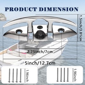 Allucky Boat Cleat, Dock Cleat, 316 Stainless Steel Folding Dock Cleats Deck Flip Up with Screws and Locking Nuts (6)