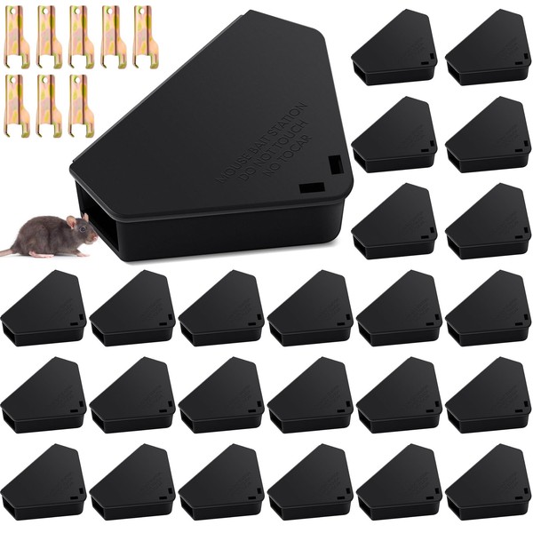 Qualirey 24 Pcs Mice Station with Key Mouse Bait Station