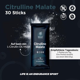Daily Endurance - Citrulline Malate - L Citrulline - 30 Sticks 240g - Amino Acid Citrulline Malate Powder - Highest Purity - No Additives
