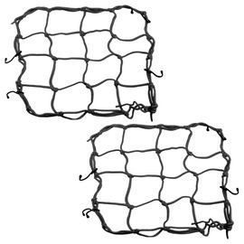 Runseaway 2Pcs 12" x 12" Elasticated Bungee Luggage Cargo Net with 6 Adjustable Hooks, Heavy Duty Tie-Down Net for Motorcycles, ATVs, Bikes, Cars, Trucks (Black)