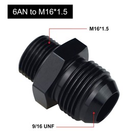 VehiMata 6AN Male Flare to M16 x 1.5mm Male Metric Fitting Adapter Aluminium Alloy 2PCS