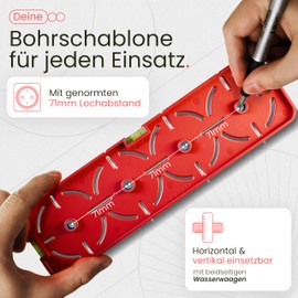 LAINFELD Drilling template for sockets, including spirit level, electrician, spirit level for socket, flush-mounted box, cavity wall socket, rough construction template