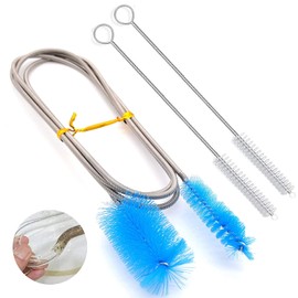 Stainless Flexible Cleaning Brush Kits,1 pcs Double Ended Hose Pipe with 2 pcs Tube Cleaning Brush, for Fish Tank Home Kitchen Washing Tool