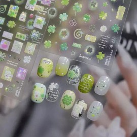 Four Leaf Clover [콩심팥심]네잎클로버 네일스티커 행운네일 럭키네일 다꾸스티커 [엠보스티커 - 285] [Beans & Red Beans] Four-Leaf Clover Nail Sticker Lucky Nails Decor Sticker [Embossed Sticker - 285]