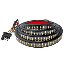 MUQIDA Tailgate Light Bar, 59 Inch Triple Row LED Strip with Running Brake Reverse Lights, Universal Waterproof Rear Turning Signal Light Bar for Car Truck Pickup Trailer SUV (White & Red & Yellow)