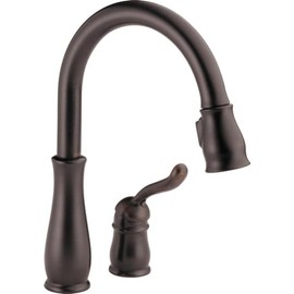 Delta Leland Oil Rubbed Bronze Kitchen Faucet with Pull Down Sprayer, Traditional Single Hole Kitchen Sink Faucet, Single Handle, Venetian Bronze 978-RB-DST