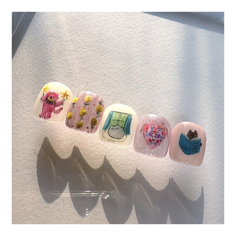 [Ar] Heart handmade nail tip drawing nail art specialist /