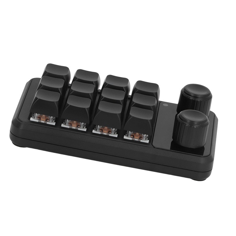 Mini Gaming Keypad 12 Keys 2 Knobs Blue Switch Black