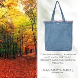 Aesthetic Premium Red Yarn Fringe Boho Tote Bag for Women – Lightweight Foldable Large Denim Shoulder Purse with Pockets, 2025 Summer Niche Hobo-Inspired Artistic Everyday Designer Handbag