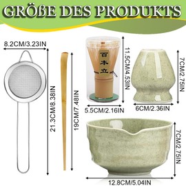 Cnwinu 5 Piece Ceremonial Matcha Set with Matcha Whisk Ceramic Matcha Bowls Matcha Whisk Holder Matcha Spoon and Matcha Sieve,Perfect Ted Matcha Whisk Set for Matcha Latte,Matcha Lover's Gifts