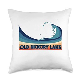 Old Hickory Lake Tennessee Retro Sailing & Fishing Vacation Throw Pillow