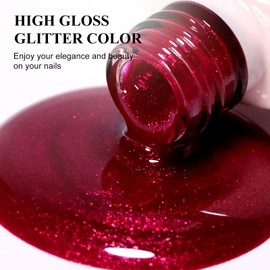 Imtiti Glitter Gel Nail Polish, 1Pcs Red Glitter Gel Polish Shimmer Red Soak Off UV LED Gel Polish, Long Lasting, Nail Art Starter Manicure Salon DIY at Home for Women (0.34 Fl Oz-1930)