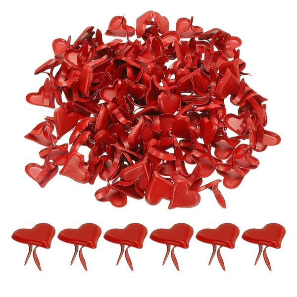 PATIKIL Brads for Paper Crafts, 100 Pcs Red Metal Paper