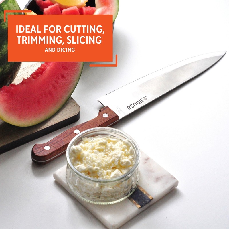 IMUSA 8in Stainless Steel Chef Knife with Wood Handle