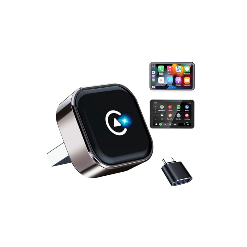 MUKEAO Adaptador Inalámbrico 2 en 1 para CarPlay y Android