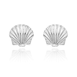 Ocean's Beauty Scallop Sea Shell .925 Sterling Silver Stud Earrings