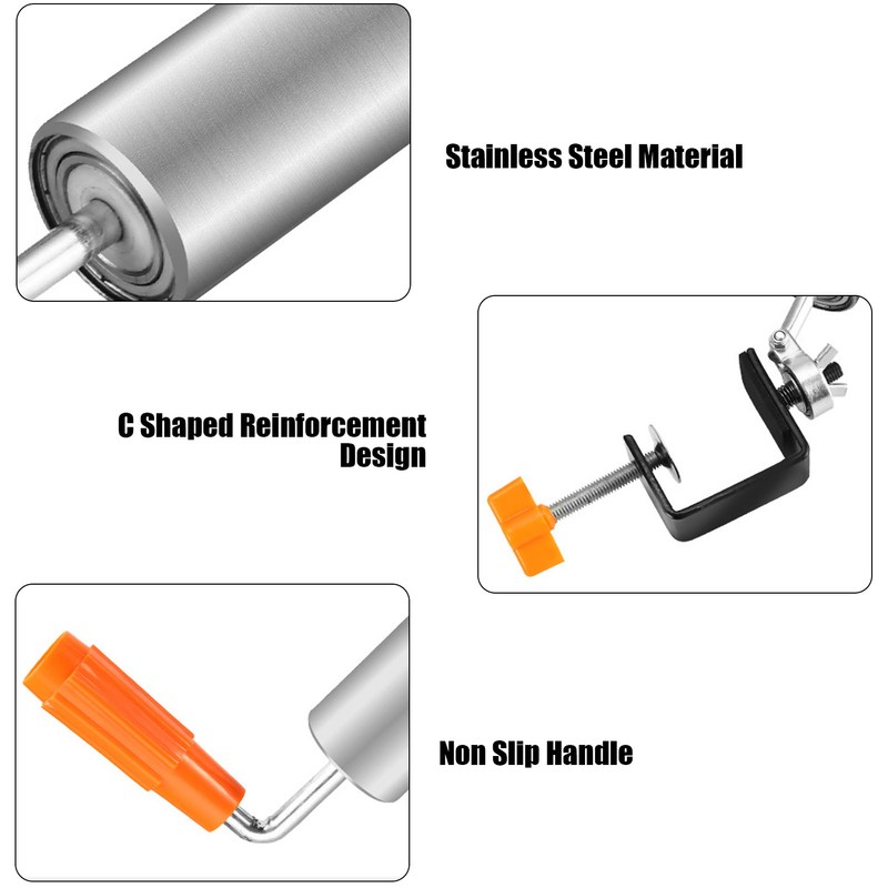 Rolling Pin Stainless Steel Dough Roller Fixed 360° Rotation for