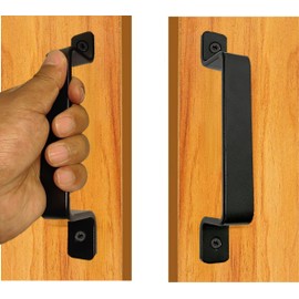 QUALIALL Barn Door Handles, Black, 7.4 inch, 2 Packs