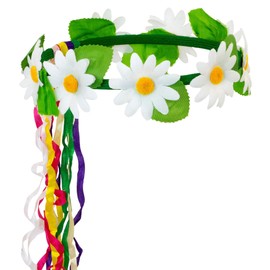 Daisy Diademes With Multi Ribbons Accessory for Tropical Hawiian Fancy Dress
