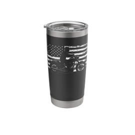 US Flag Vintage Tee Biker Riding Lover Motorcycle Rider Stainless Steel Insulated Tumbler
