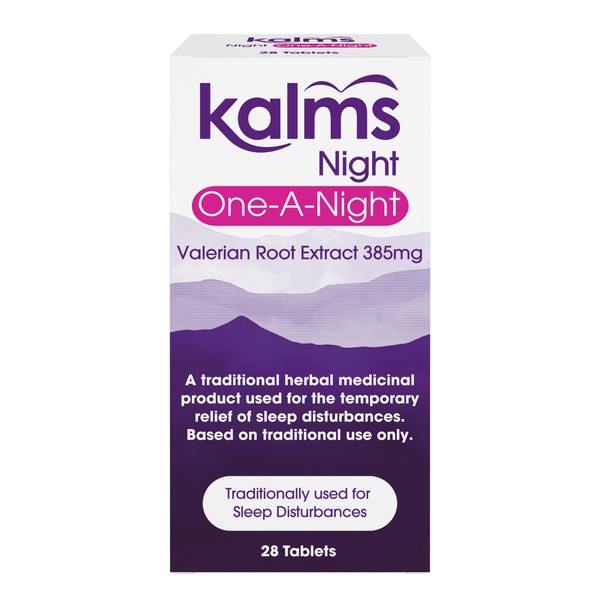 Kalms Night One-a-Night 28 Tablets - Traditional Herbal Medicinal Product Used for The Temporary Relief of Sleep disturbances. One Tablet a Night dose.