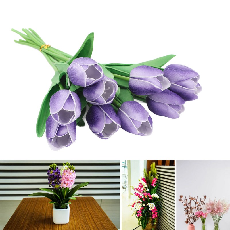 10pcs Artificial Tulip Flowers High Simulation Flowers Decor for Living
