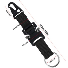 LUTER Nylon Keychain Strap for Men, Keychain Clip with Key Rings Quick Release Keychain Gear Keychain Carabiner Key Holder with Buckle for Backpack Belt Wallet（Black）