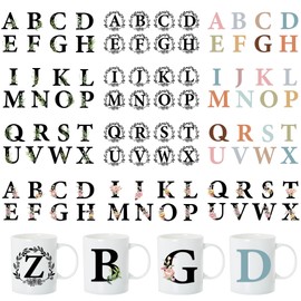 AFRITEE UV DTF Cup Wrap - 13 Sheets Letter Stickers Rub on Transfer Decal, Alphabet Wreath UV DTF Cup Wraps for 16 oz Glass Coffee Cups Water Bottle, DIY Graduation Poster Creative Crafts Gift