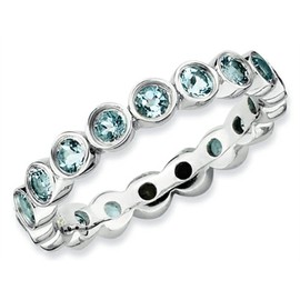 Stackable Expressions Sterling Silver Aquamarine Stackable Ring Size 9