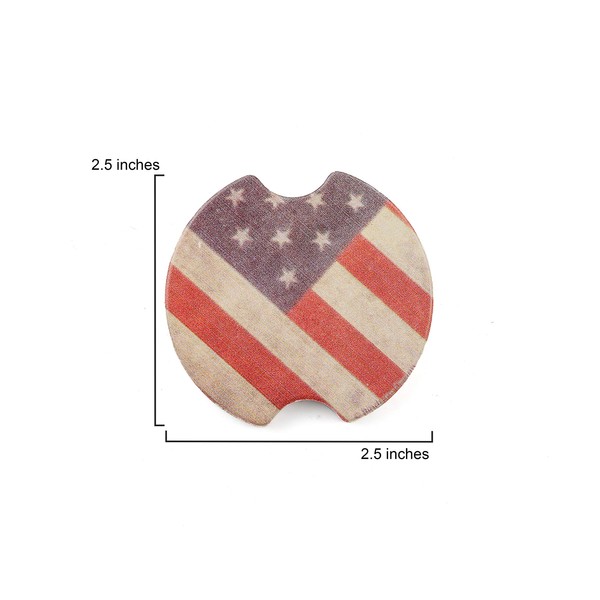 Thirstystone Full American Flag Car Cupholder Coaster, 2-Pack