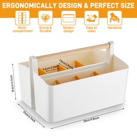 Osrioal Bathroom Organiser Storage, Bathroom Caddy with Handle, Toiletries Organiser for Toiletry Cosmetic Skincare Dresser (White)