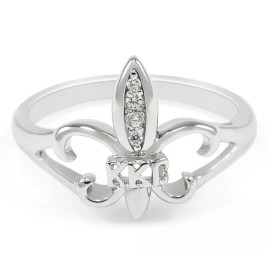 Kappa Kappa Gamma Fleur-de-Lis Ring with CZs | Fleur De Lis | Silver Rings **NEW