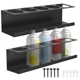 JUGGHOME 2 Pack Spray Can Holder,Wall Mount Spray Bottle Holder,Heavy-Duty Aerosol Can Holders,Tool Organizer Rack for Garage,Craft Workspace and Home,Holds 10 Cans