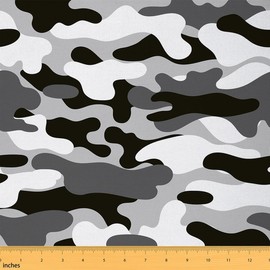 Grey Camouflage Fabric by The Yard,Black White Grey Upholstery Fabric for Chairs Sofa Sewing,Army Camo Abstract Waterproof Fabric for Upholstery and Home DIY Projects,1 Yard