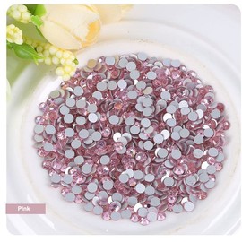 Onwon 1440 Pcs Crystal Flat Back Brilliant Round Rhinestones Glass Stones Glitter Gems Faux Diamond for Craft,Nail Art,Shoes,DIY Decorations (SS16 / 4mm, Pink)