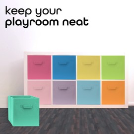 Cube Storage Bins - Fun Colored 11 Inch Storage Cubes (9 Pack) | Fabric Cubby Basket for Home, Kids Room & Nursery | Dual Handles, Foldable | Cube Organizer Storage Bin