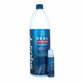 Squirt Seal Tyre Sealant (1 Litre) with Beadblock (30ml) - Tube/Tubeless Tire Leak Sealant – Sealing Solution for 6mm Punctures – Planet Friendly, Ready-to-Use Tire Sealer