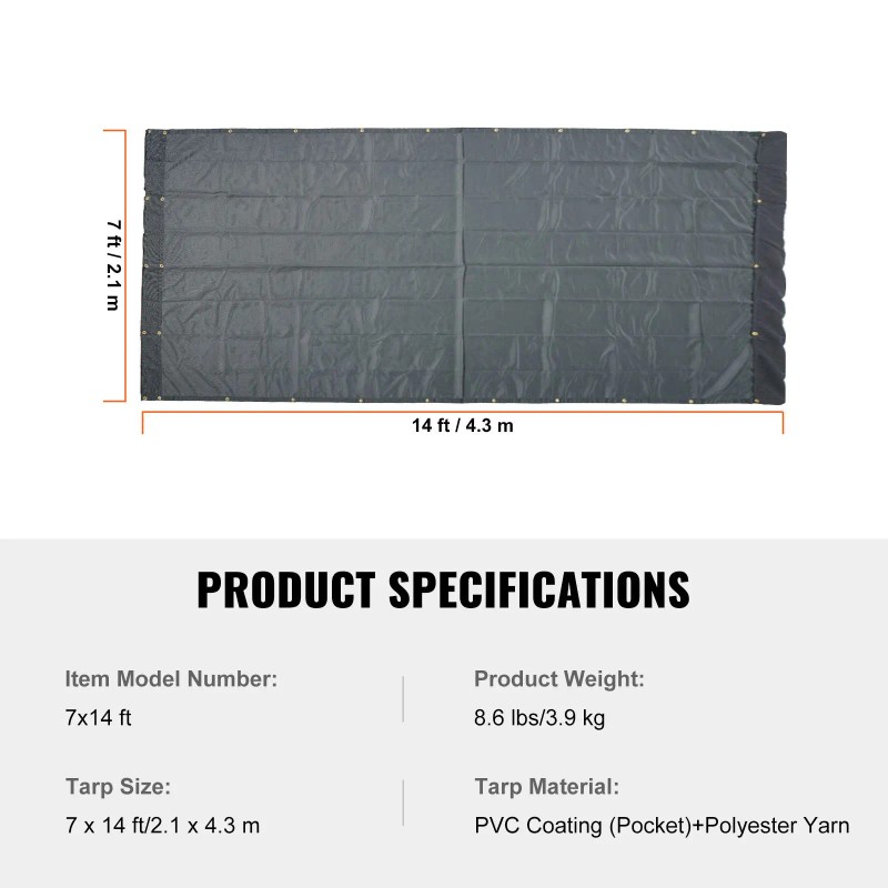 7 X 14 ft Heavy Duty Black PVC Coated Dump