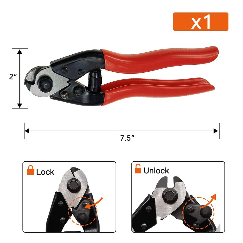 Guanlotion Cable Cutter Wire Cutter Heavy Duty up to 5/32"