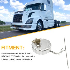 3" Locking Diesel Fuel Caps for Volvo VN VNL Series & Mack Trucks ultra Low Sulfur Fuel Tanks or PNG tanks 2010 & later, Fuel Cap Non-Vented Replaces OE 20770691 20511590 S23949 (2PCS)