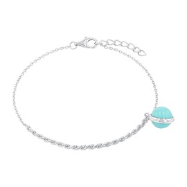 Amor 2038265 Women's Bracelet 925 Sterling Silver with Gemstone, 17 + 2 cm, Turquoise, Comes in Jewellery Gift Box, Sterling silver, lapis