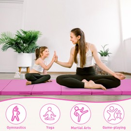 Oneofics Gymnastics Mat, 4'x8'x2'' Thick 6-Panel Folding Kids' Gymnastic Tumbling Mat for Home Gym Exercise & Play